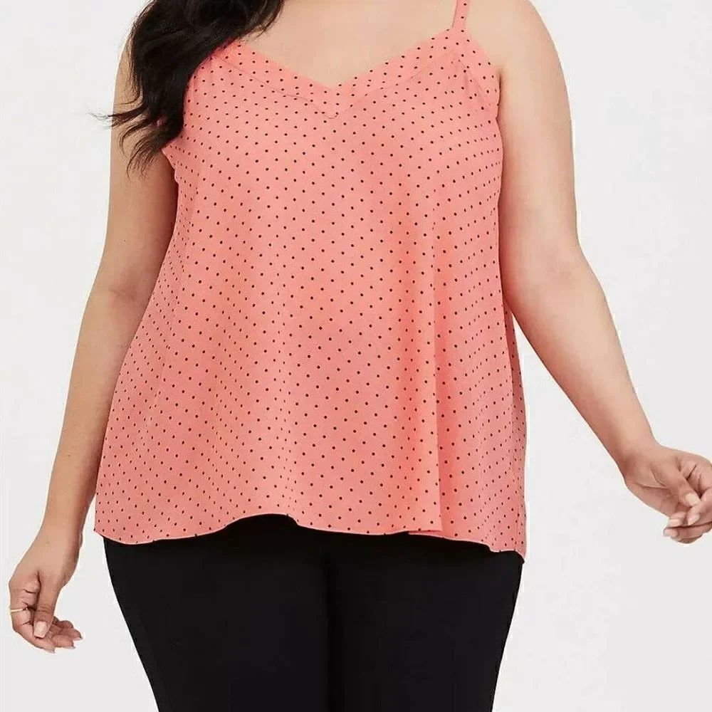 Torrid Sophie Corral Polkadot Black Chiffon Top Sleveless Size 00